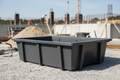 A 36-inch durable plastic concrete mixing trough, ideal for mixing small to medium batches of concrete on construction sites. Lightweight yet strong enough to withstand heavy use.